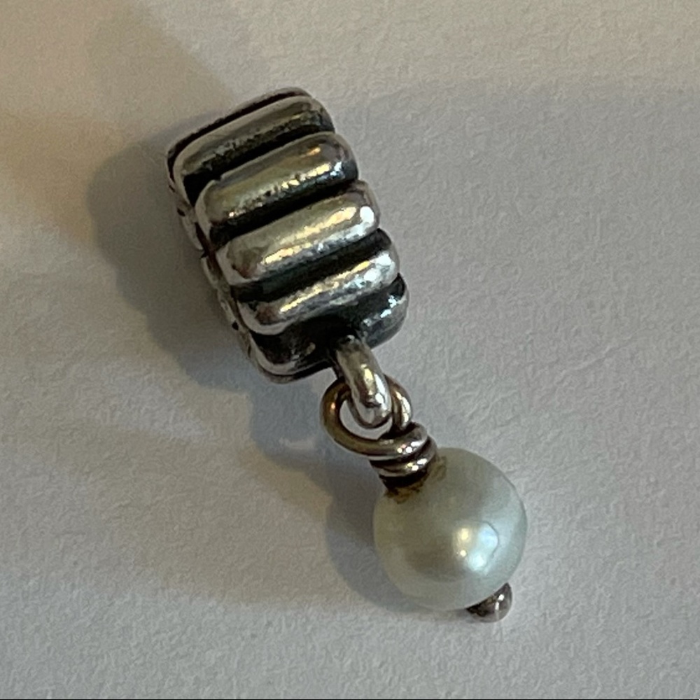 Pandora June birthstone pearl dangle charm silver